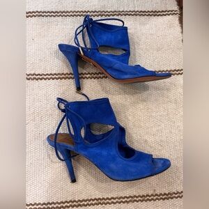 Aquazzura Firenze Blue Suede Heels
